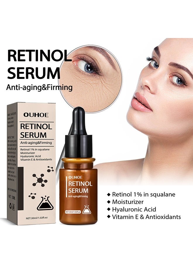 OUHOE - Anti Aging & firming Retinol Serum , Vitamine E & Antioxidants Hyaluronic Acid Anti-Aging Serum, Reduces Wrinkles, Fine Lines, Age Spots, Sun Spots, Anti Wrinkle Facial Serum 30ml - Image 1