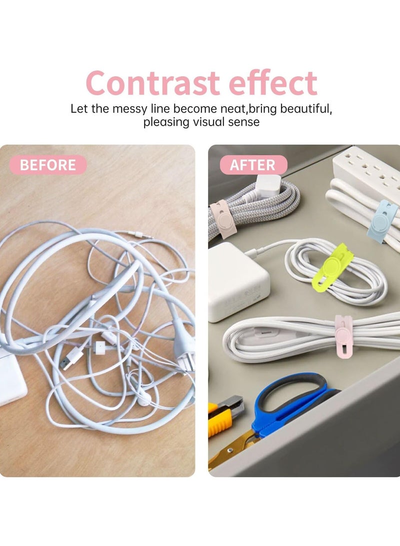 YelaJoy 25 Pcs Silicone Cable Ties, Cord Ties Cord Wrap, Cable Ties Reusable, High Elasticity Cord Wraps for Electrical Cords, Cord Organizer for Earphone, Phone Charger  (5 colours） - Image 2