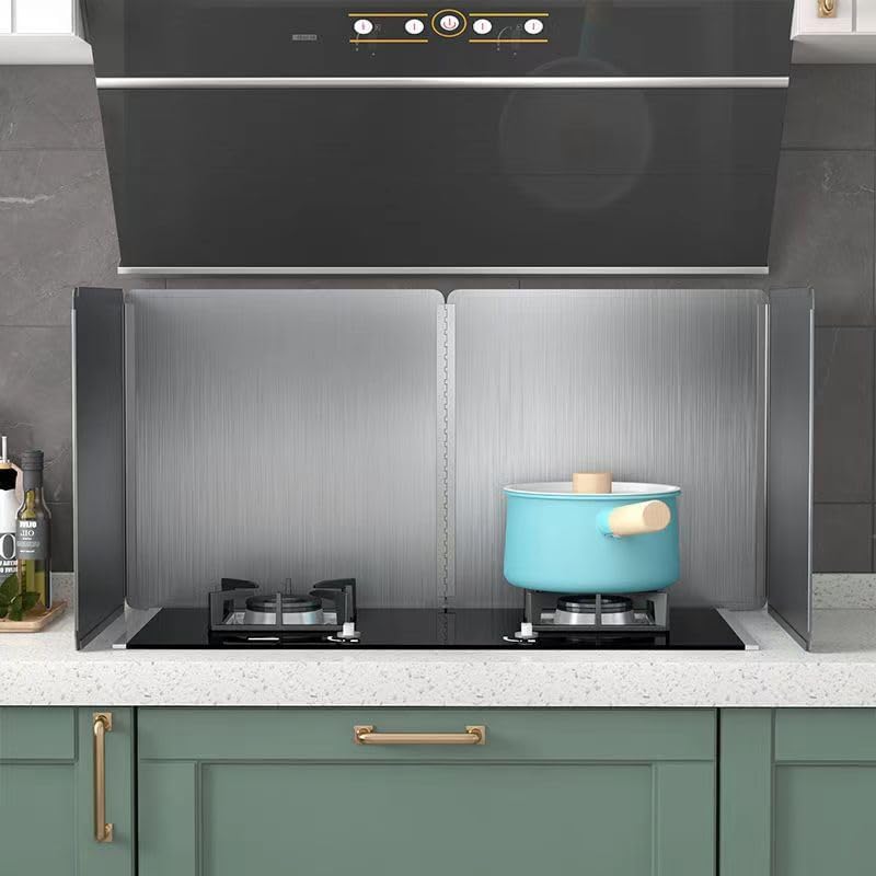 dttbgg Grease Stove Splash Guard for Cooking | 2 Sided Kitchen Stove Splatter Guard Backsplash Back Splash Protector for Wall, Foldable Stainless Steel,15.7” X 15.7” X 15.7” Per Piece, 2 Pcs In Package - Image 1