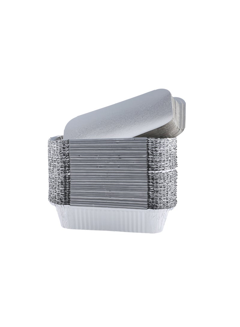Richoos Aluminum Disposable Container 8368 75 pcs – Sturdy, Food-Safe, Freezing, and Serving Hot or Cold Meals - Image 1