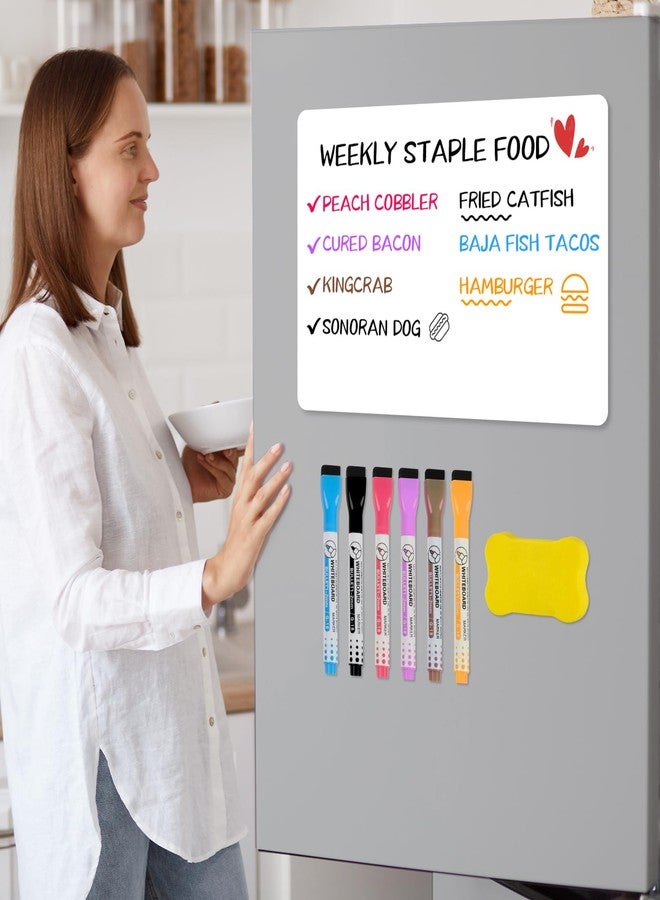 NUITPY 6 Pack Magnetic Dry Erase Board, 3 Pack 8'' x 12'' Magnetic Whiteboard for Fridge, 3 Pack 5'' x 8'' Magnetic Notepad for Kitchen Planner, Erasable Magnetic Board for Fridge with 6 Markers, 1 Eraser - Image 5