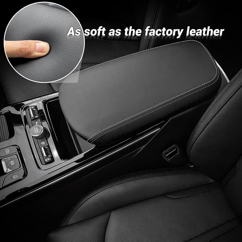 ANFOKAS for Kia K5 2023 2022 2021 Accessories Leather Car Armrest Cover Armrest Storage Box Lid Center Console Seat Protector -Black with Gray Stitches - Image 4
