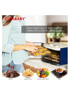 كول بيبي COOLBABY آلة تجفيف الأغذية، مؤقت رقمي قابل للتعديل والتحكم في درجة الحرارة، مجفف للأعشاب واللحوم ولحوم البقر والفواكه والخضروات، الحماية من الحرارة الزائدة، صواني الفولاذ المقاوم للصدأ  - Image 2