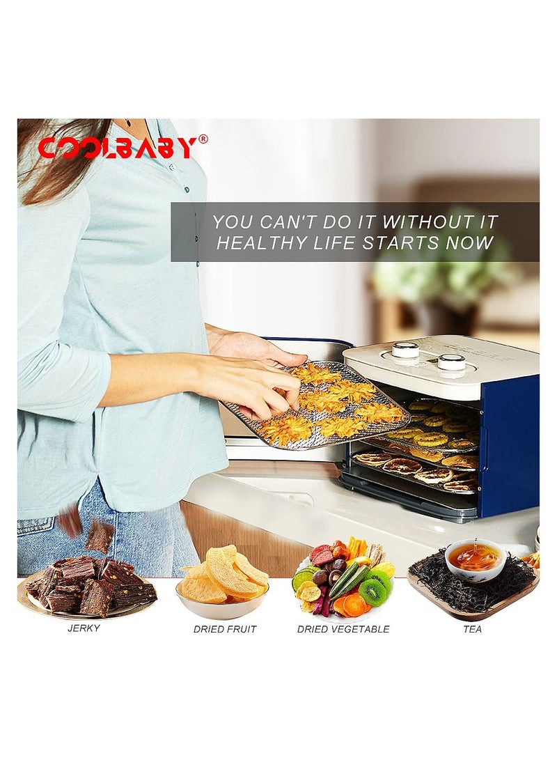 كول بيبي COOLBABY آلة تجفيف الأغذية، مؤقت رقمي قابل للتعديل والتحكم في درجة الحرارة، مجفف للأعشاب واللحوم ولحوم البقر والفواكه والخضروات، الحماية من الحرارة الزائدة، صواني الفولاذ المقاوم للصدأ  - Image 2