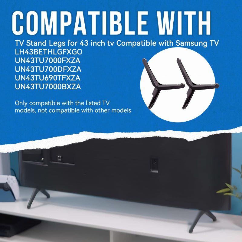 SeDeplacer TV Stand Legs Only Compatible with Samsung TV UN43TU7000F,UN43TU700DF, BE43T(Left: BN96-50854A Right: BN96-50855A),Not Compatible with Other Models.Tv Stand Base for 43 inch TV - Image 2