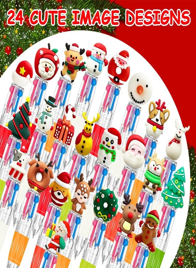 BAISDY 24Pcs Christmas Pens Bulk, Fun Cute Christmas Ballpoint Pens 4 colors in 1 for Home Office Party Supplies - Image 3