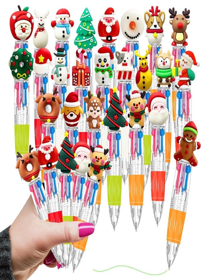 BAISDY 24Pcs Christmas Pens Bulk, Fun Cute Christmas Ballpoint Pens 4 colors in 1 for Home Office Party Supplies - Image 1