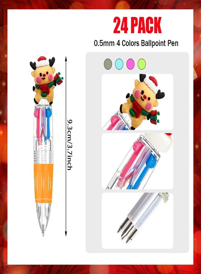 BAISDY 24Pcs Christmas Pens Bulk, Fun Cute Christmas Ballpoint Pens 4 colors in 1 for Home Office Party Supplies - Image 2