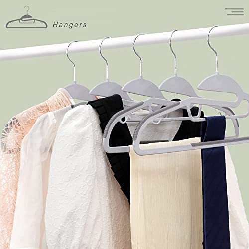 ZEPOLI Plastic Clothes Hangers ZEPOLI Space Saving Clothes Hangers, Plastic Hangers with Non-Slip Pads Clothes, Suit Hangers Heavy Duty Coat, Underwear, Pants, Shirts (20 Pack, S Shape White & Grey) - Image 5