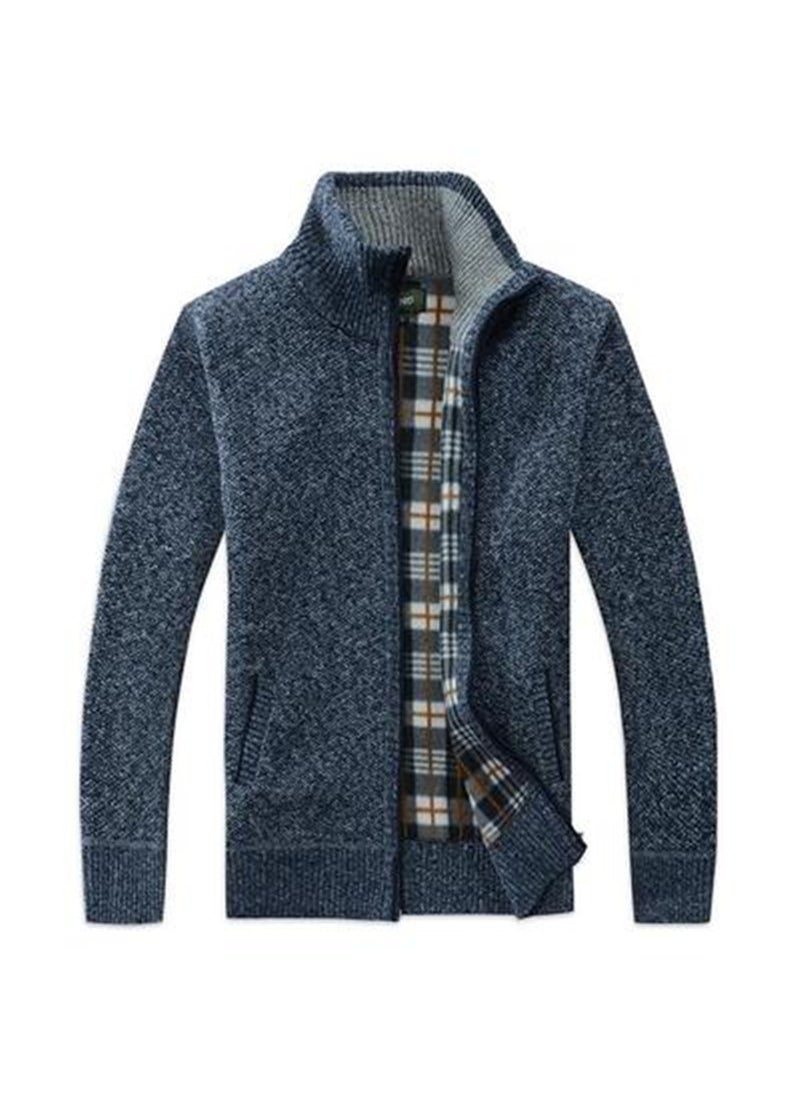 Generic - New Cross-Border Mens Sweater Jacket Thickened Loose Fit Knitted Top Casual Youth Cardigan Stand Collar Pullover 6601 brown - Image 1