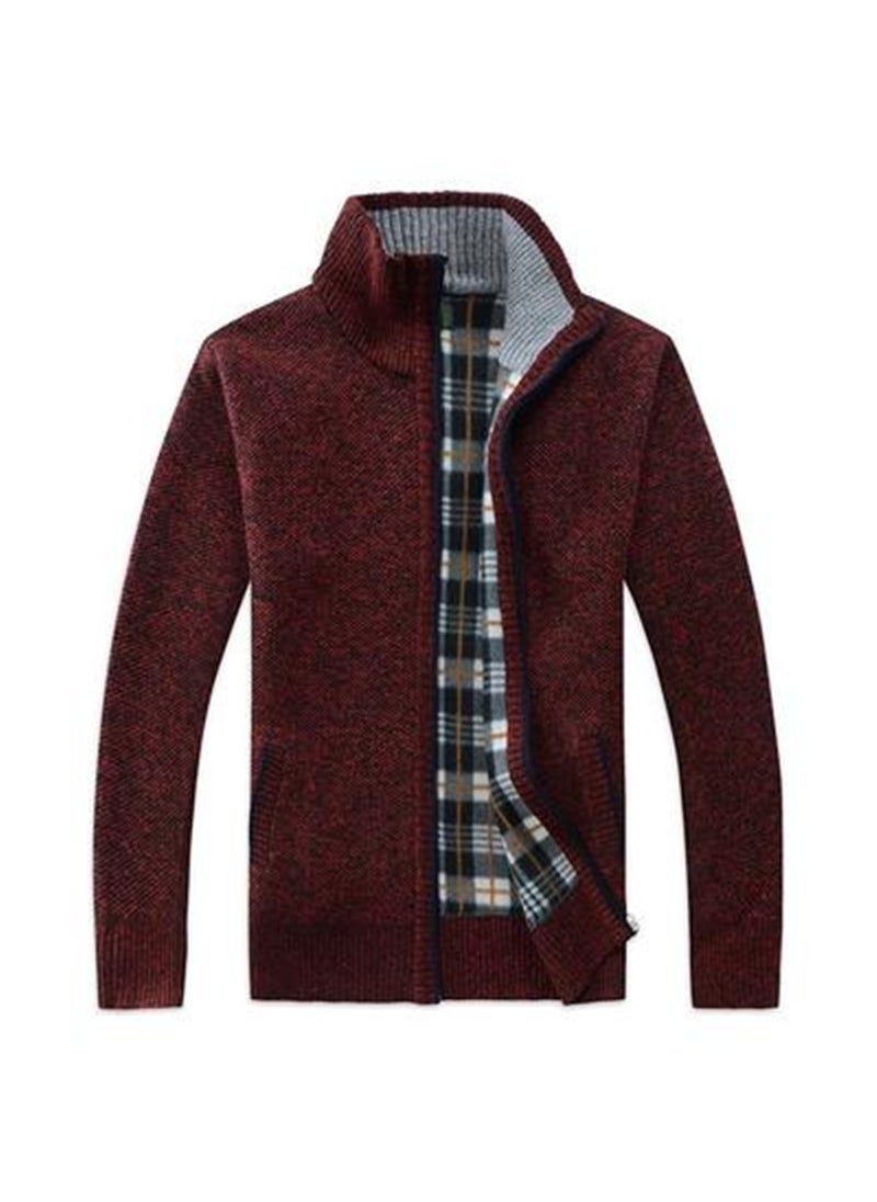Generic - New Cross-Border Mens Sweater Jacket Thickened Loose Fit Knitted Top Casual Youth Cardigan Stand Collar Pullover 6601 brown - Image 1