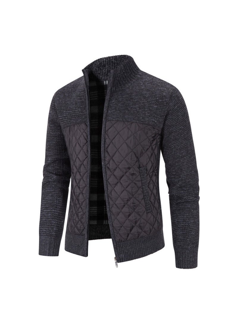 Generic - New Cross-Border Mens Sweater Jacket Thickened Loose Fit Knitted Top Casual Youth Cardigan Stand Collar Pullover 6601 brown - Image 1