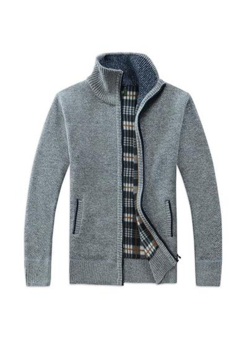 Generic - New Cross-Border Mens Sweater Jacket Thickened Loose Fit Knitted Top Casual Youth Cardigan Stand Collar Pullover 6601 brown - Image 1