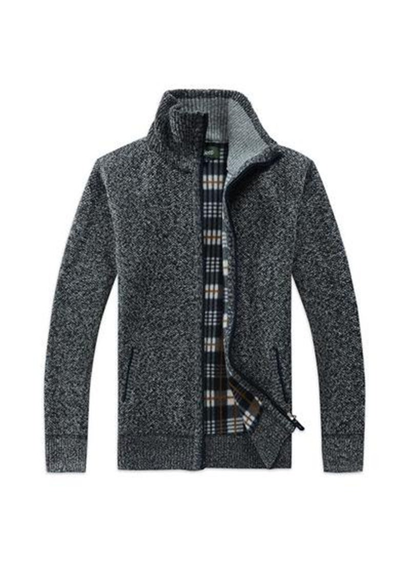 Generic - New Cross-Border Mens Sweater Jacket Thickened Loose Fit Knitted Top Casual Youth Cardigan Stand Collar Pullover 6601 brown - Image 1