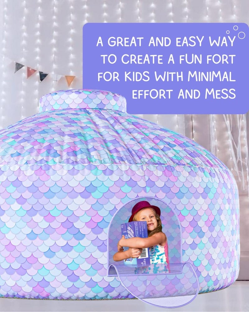 Skywin Mermaid Magic Fort Air Tent for Kids with Door (77â€ x 50â€) Builds in 30 Seconds, Toddler Tents Indoor for Imaginative Play, Kids Forts Indoor Playhouse, Christmas/Birthday Gift (Fan Not Incl) - Image 2