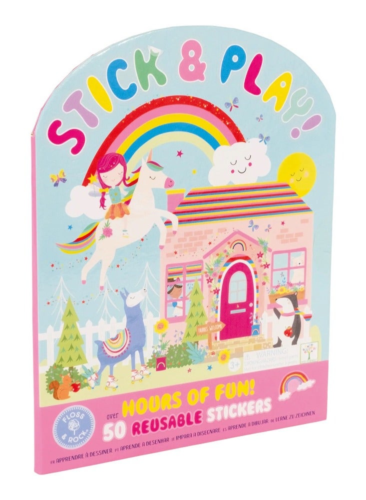 Floss & Rock Rainbow Fairy Stick & Play - Reusable Sticker Play Set for Kids includes 2 Fun Scenes and Over 50 Stickers - Image 1