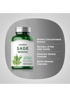 Piping Rock Sage 1600mg | 180 Capsules | Concentrated Herbal Extract | Non-GMO, Gluten Free Supplement  - Image 4