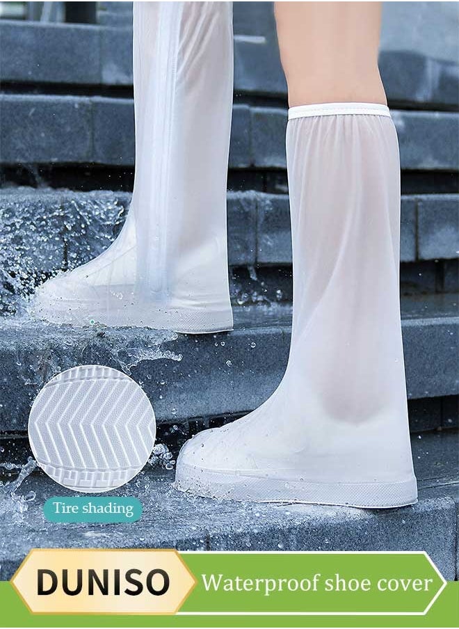 DUNISO Waterproof Shoe Cover, PVC Anti Slip Rain Boots, High Top Rainproof Shoe Cover, Anti Fouling And Wear Resistant, Suitable For Outdoor Camping, Fishing, Cycling，White(XL, Size 41 To 42)  - Image 1