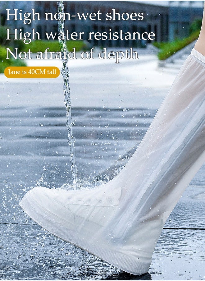 DUNISO Waterproof Shoe Cover, PVC Anti Slip Rain Boots, High Top Rainproof Shoe Cover, Anti Fouling And Wear Resistant, Suitable For Outdoor Camping, Fishing, Cycling，White(XL, Size 41 To 42)  - Image 4