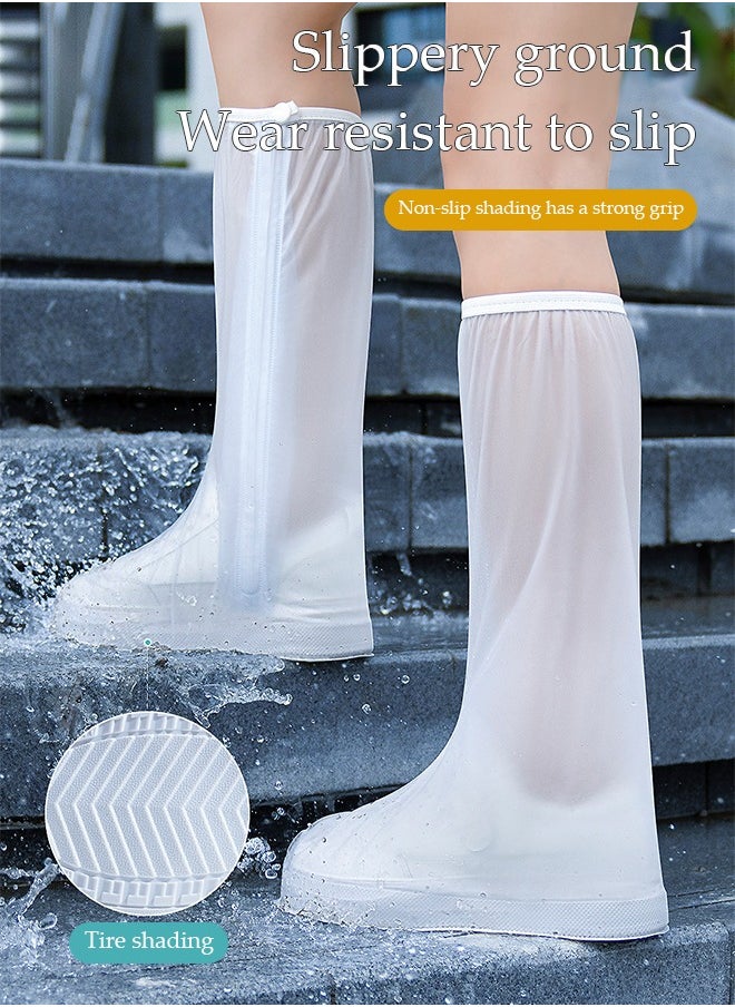 DUNISO Waterproof Shoe Cover, PVC Anti Slip Rain Boots, High Top Rainproof Shoe Cover, Anti Fouling And Wear Resistant, Suitable For Outdoor Camping, Fishing, Cycling，White(XL, Size 41 To 42)  - Image 3