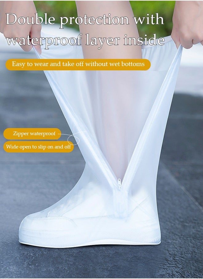 DUNISO Waterproof Shoe Cover, PVC Anti Slip Rain Boots, High Top Rainproof Shoe Cover, Anti Fouling And Wear Resistant, Suitable For Outdoor Camping, Fishing, Cycling，White(XL, Size 41 To 42)  - Image 5