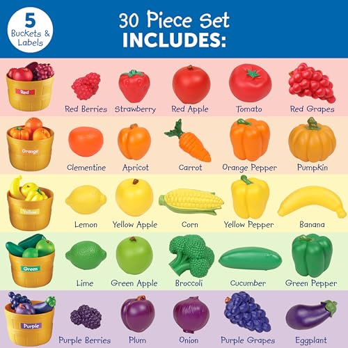 Learning Resources Farmer's Market Color Sorting Set - Play Food for Kids, Toddler Learning Toys, Grocery and Kitchen Play Toys - Image 5