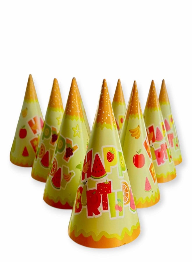 PartyToko Colorful Happy Birthday Fruit Theme Decoration Hat for Kids Children Cone Cap Multicolor for Boys and girls 8pcs - Image 5