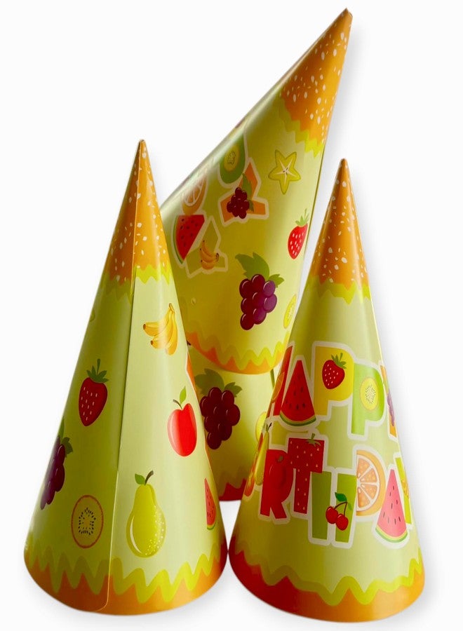 PartyToko Colorful Happy Birthday Fruit Theme Decoration Hat for Kids Children Cone Cap Multicolor for Boys and girls 8pcs - Image 2