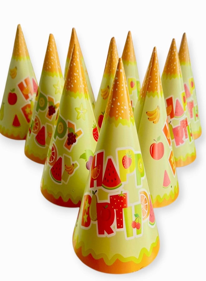 PartyToko Colorful Happy Birthday Fruit Theme Decoration Hat for Kids Children Cone Cap Multicolor for Boys and girls 8pcs - Image 4