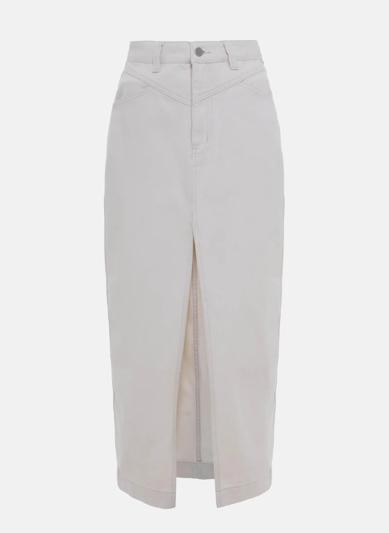 ليتشي تنورة جينز ماكسي بشق امامي