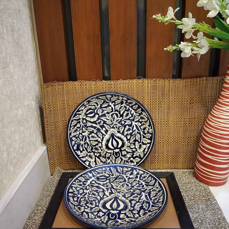 Caffeine Ceramic Handmade Blue Mughal Combo Dinner Set (4 pcs.) - Image 3