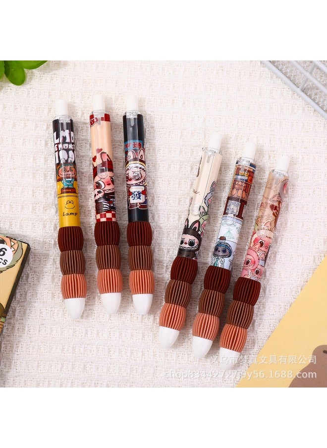 LABUBU 6-pack - Labu quick-drying gel pen push carbon black pen cartoon water pen  - Image 2