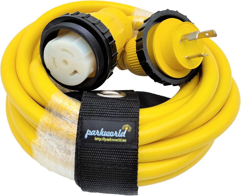 Park World Shore Power Adapter Cord RV 30A 125V L5-30P Male to Marine Twist Lock SS1-50R 50A 125V Female (25FT) - Image 1