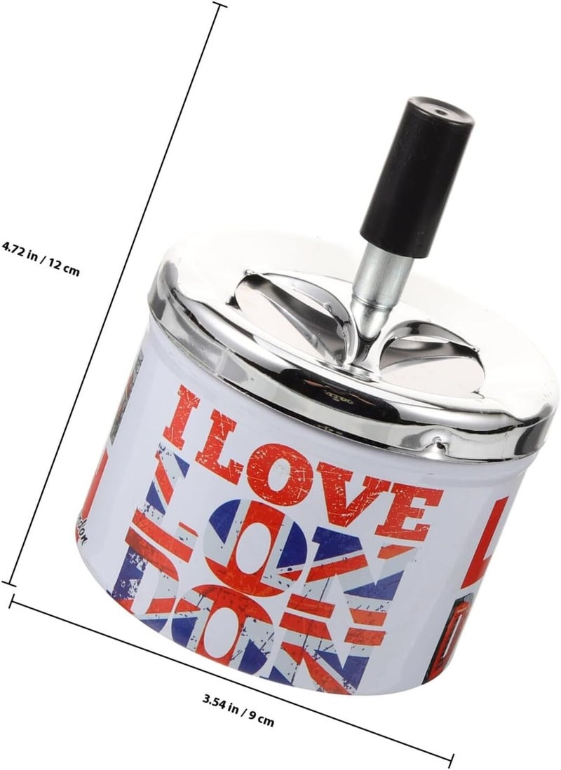 Healeved Windproof Tinplate Ashtray Desktop Tray with Automatic Extinguishing Function Small Indoor Outdoor Tabletop Ashtray for Home Office Smoking - Image 2