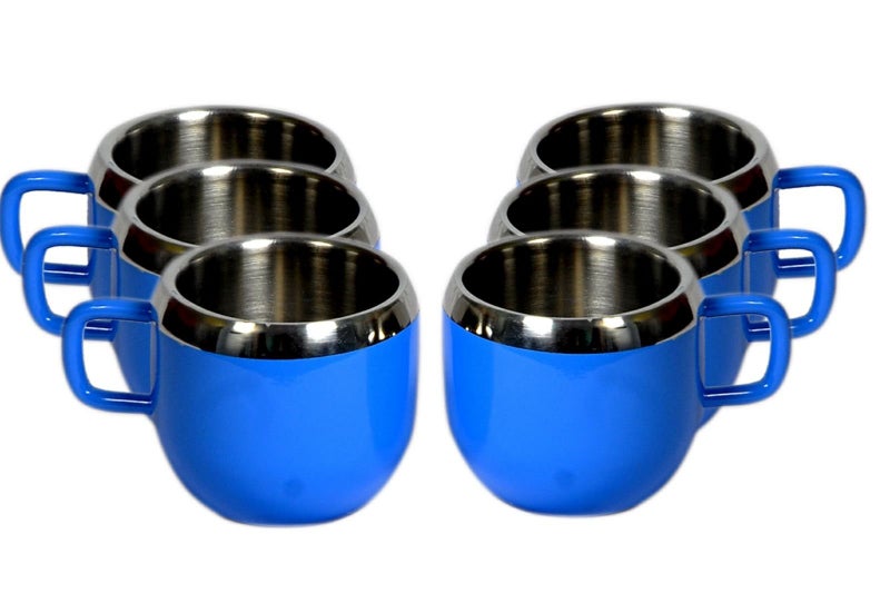 Dynore Stainless Steel Double Wall Apple Tea/Coffee Cups,Small Cute Cup Latest Stylish Design Cold Outside Hot Inside,Set of 6-90 ml Each - Image 5