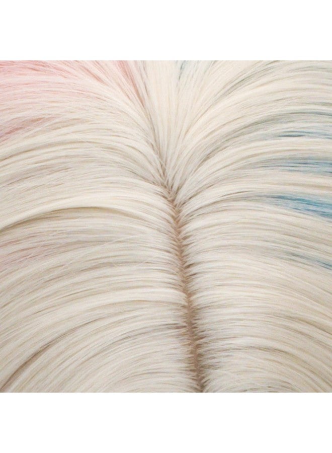 TSNOMORE Pink and Blue Long Curly Wigs for Women No-bangs Clip on Ponytails Cosplay Wig,Halloween Party Show Daily use Wig - Image 5