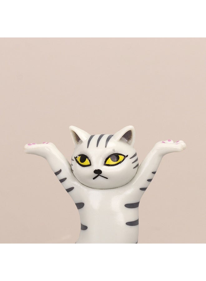 Internet Celebrant Enchanting Cat Penholder Ornaments Dancing Cat Cartoon Kitty Toy Doll Small Gift Raising Cat Lifting Cat-Color:Second Generation Cat [brown And White] Opp Bag - Image 5