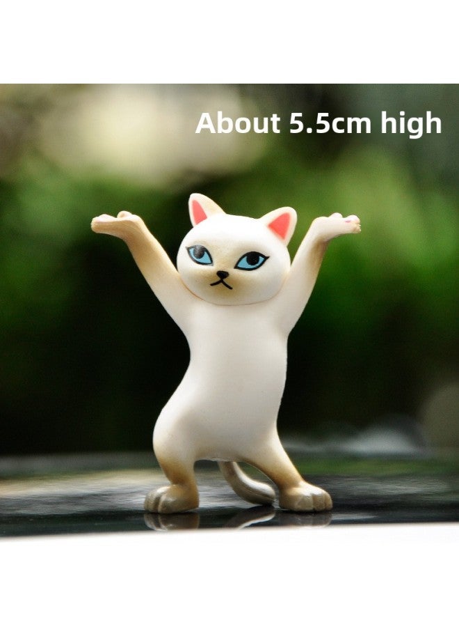 Internet Celebrant Enchanting Cat Penholder Ornaments Dancing Cat Cartoon Kitty Toy Doll Small Gift Raising Cat Lifting Cat-Color:Second Generation Cat [brown And White] Opp Bag - Image 1