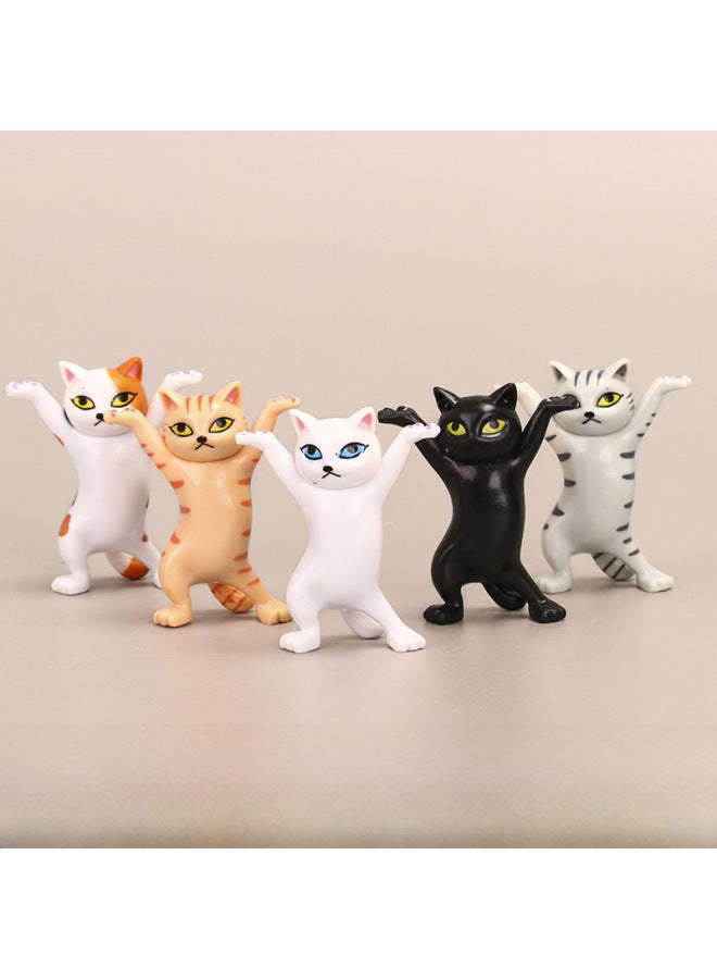 Internet Celebrant Enchanting Cat Penholder Ornaments Dancing Cat Cartoon Kitty Toy Doll Small Gift Raising Cat Lifting Cat-Color:Second Generation Cat [brown And White] Opp Bag - Image 2