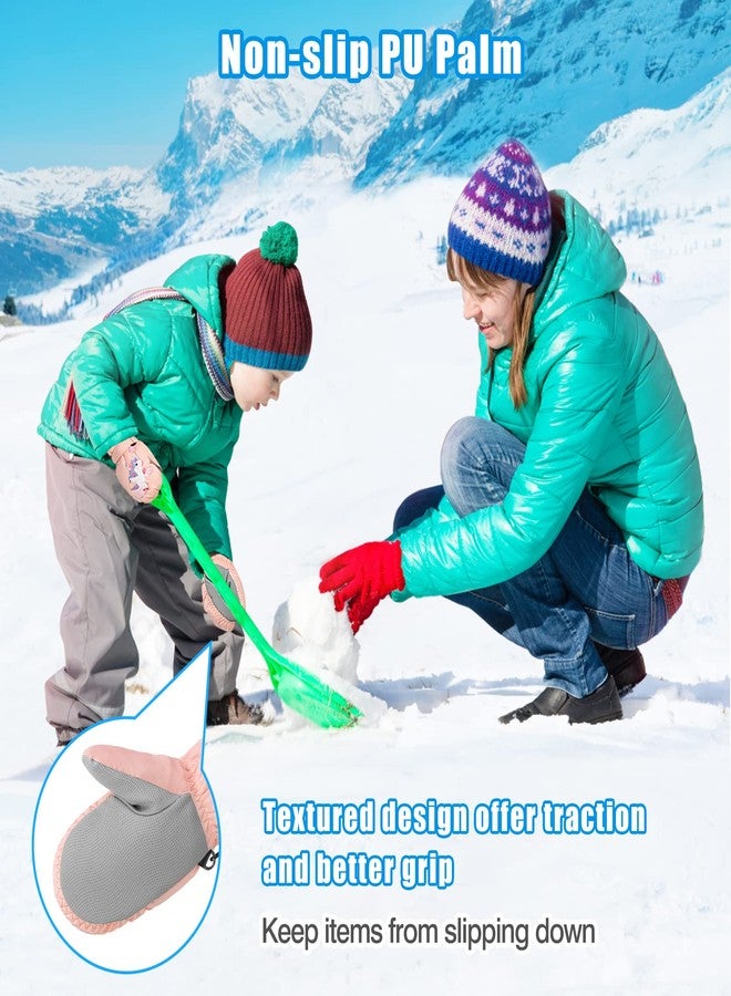 موكو قفازات موكو للأطفال الصغار، قفازات تزلج للأطفال، قفازات معزولة ومقاومة للماء للبنات والأولاد، قفازات شتوية دافئة من الصوف للأطفال، تناسب الأطفال من عمر سنتين إلى أربع سنوات، لون وردي - Image 4