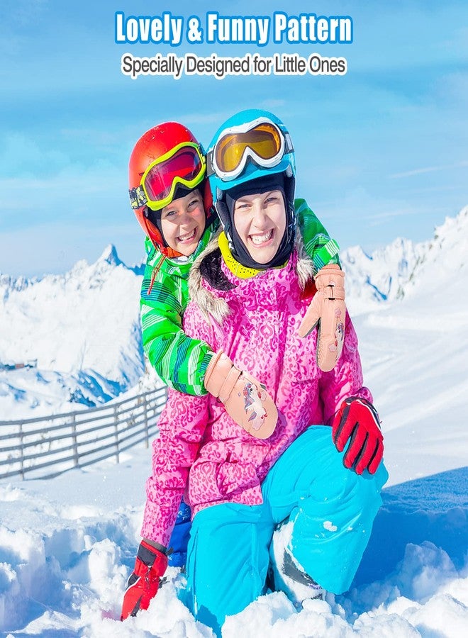 موكو قفازات موكو للأطفال الصغار، قفازات تزلج للأطفال، قفازات معزولة ومقاومة للماء للبنات والأولاد، قفازات شتوية دافئة من الصوف للأطفال، تناسب الأطفال من عمر سنتين إلى أربع سنوات، لون وردي - Image 3