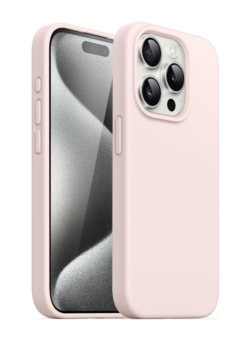 أكاليكس جراب سيليكون متوافق مع iPhone 15 Pro مقاس 6.1 بوصة، سيليكون سائل رفيع، طبقات من المطاط الهلامي الناعم المقاوم للصدمات، جراب حماية للهاتف مع بطانة من مادة TPU (وردي رملي) - Image 1