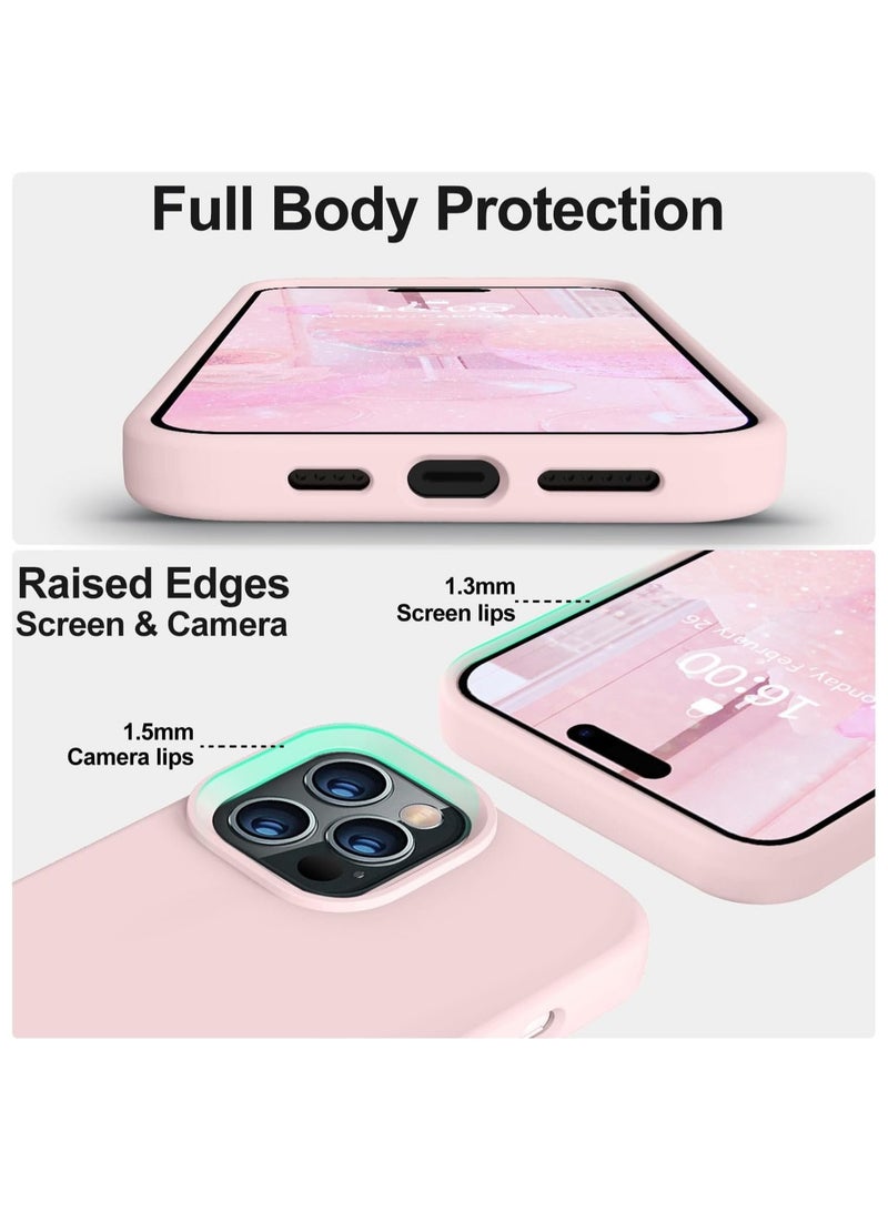 أكاليكس جراب سيليكون متوافق مع iPhone 15 Pro مقاس 6.1 بوصة، سيليكون سائل رفيع، طبقات من المطاط الهلامي الناعم المقاوم للصدمات، جراب حماية للهاتف مع بطانة من مادة TPU (وردي رملي) - Image 3