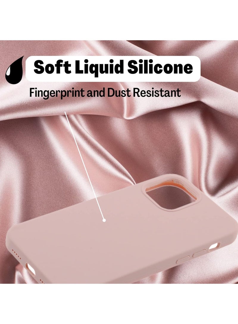 أكاليكس جراب سيليكون متوافق مع iPhone 15 Pro مقاس 6.1 بوصة، سيليكون سائل رفيع، طبقات من المطاط الهلامي الناعم المقاوم للصدمات، جراب حماية للهاتف مع بطانة من مادة TPU (وردي رملي) - Image 5