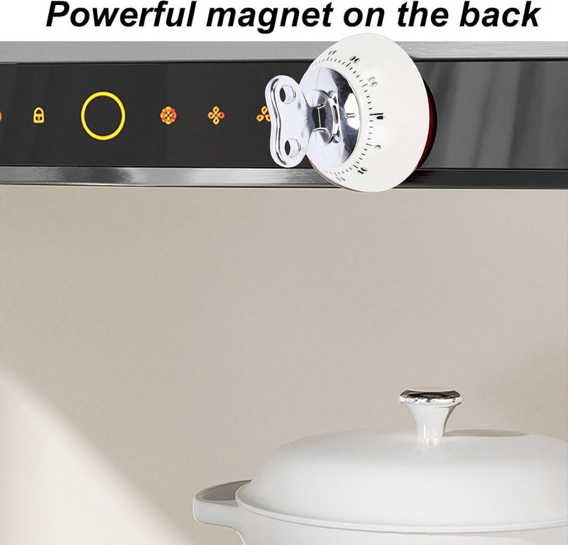 Longevity optimized build 60 Minute Mechanical Timer, Magnetic Wind Up Kitchen Timer, Vintage Design Cooking with Compact Housing, Ideal for Cooking, Baking, Reading, Homework & Jogging (Cream Color) Varied dimensions - Image 5