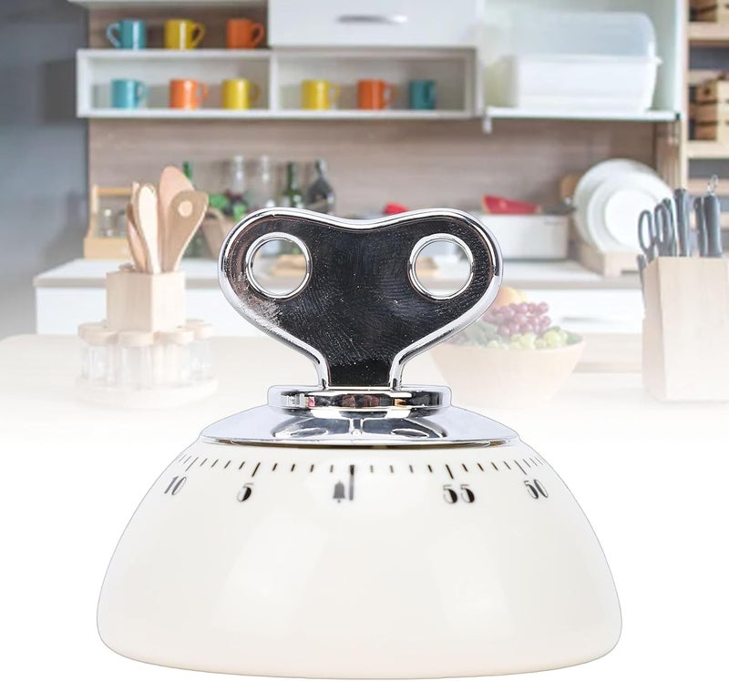 Longevity optimized build 60 Minute Mechanical Timer, Magnetic Wind Up Kitchen Timer, Vintage Design Cooking with Compact Housing, Ideal for Cooking, Baking, Reading, Homework & Jogging (Cream Color) Varied dimensions - Image 3
