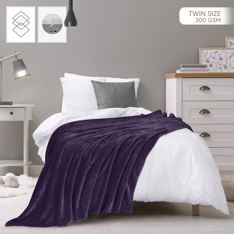 Utopia Bedding Fleece Blanket Twin Size Purple 300GSM Luxury Anti-Static Fuzzy Soft Microfiber Bed Blanket (60x80 Inch) - Image 2