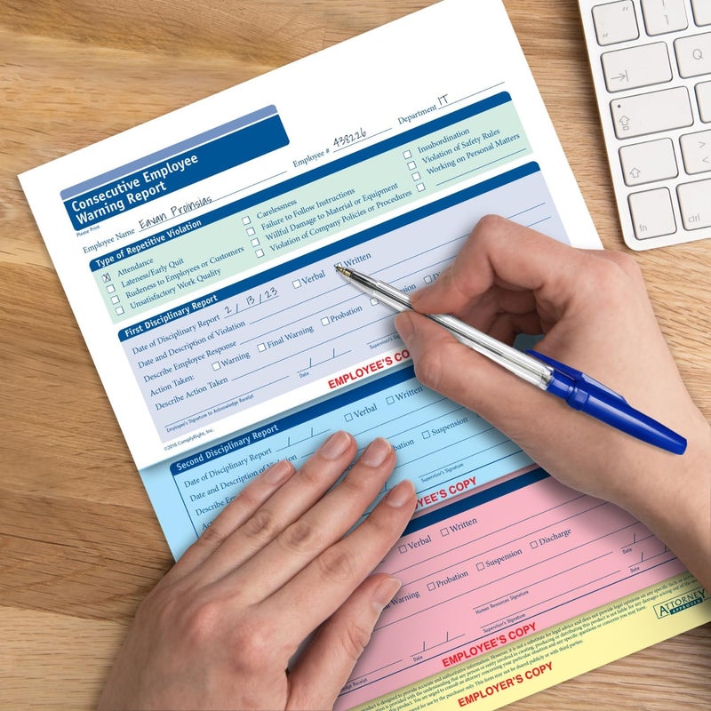 ComplyRight Consecutive Employee Warning Report 4-Part | 8-1/2” x 11” | Discipline Form | 50 Pack - Image 3