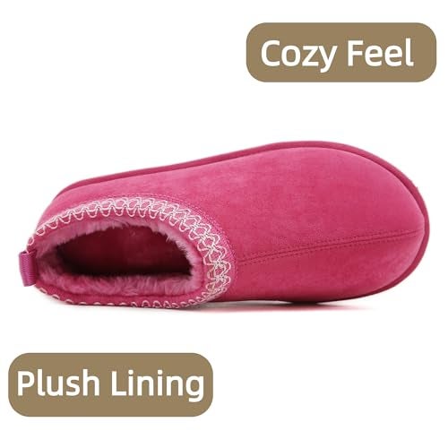 SMajong Women's Slippers Mens Platform Mini Boots Fuzzy House Slipper Fur Fleece Winter Home Shoes Indoor and Outdoor Rose US 6 Women/4.5 Men - Image 5