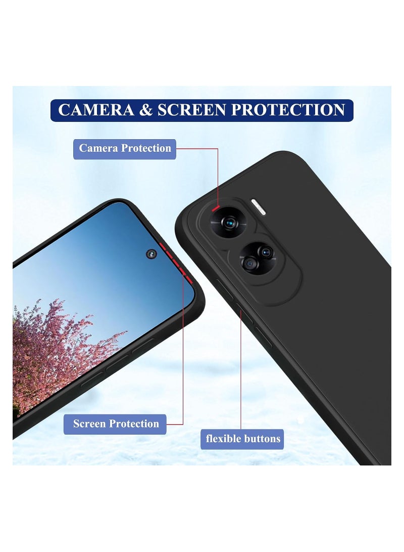 حافظة لهاتف Honor 90 Lite ناعمة ومرنة وغطاء خلفي من مادة TPU باللون الأسود غير اللامع مع حماية للكاميرا مصممة لهاتف Honor 90 Lite 5G - Image 2